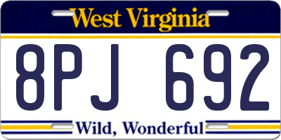 WV license plate 8PJ692