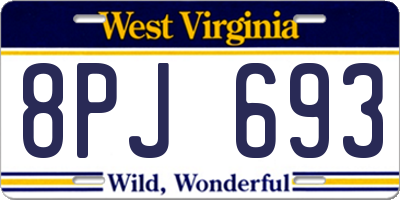 WV license plate 8PJ693