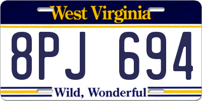 WV license plate 8PJ694