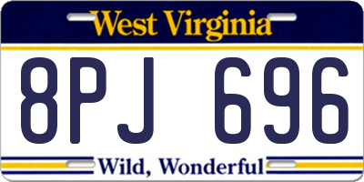 WV license plate 8PJ696
