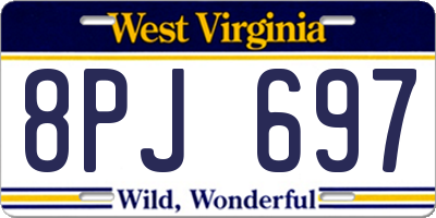 WV license plate 8PJ697