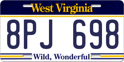WV license plate 8PJ698