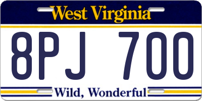 WV license plate 8PJ700
