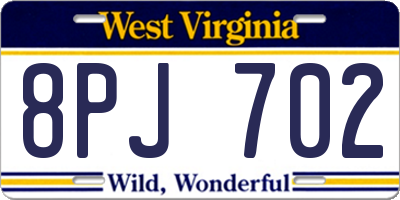WV license plate 8PJ702