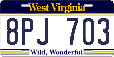 WV license plate 8PJ703