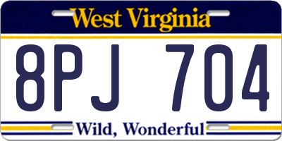 WV license plate 8PJ704
