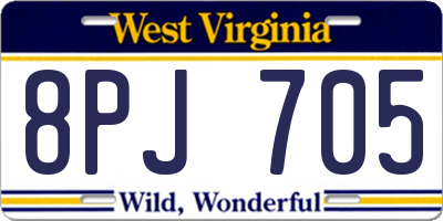 WV license plate 8PJ705