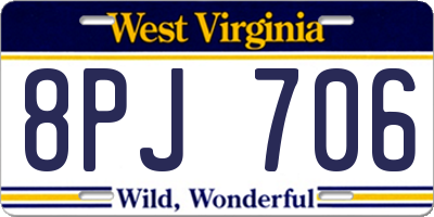 WV license plate 8PJ706