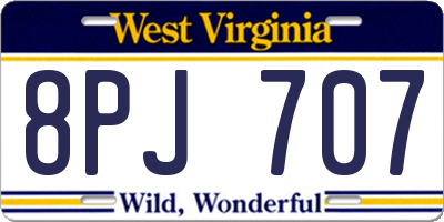WV license plate 8PJ707