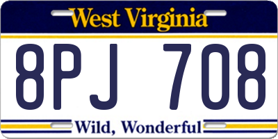 WV license plate 8PJ708