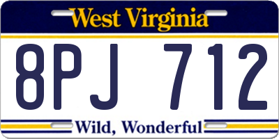 WV license plate 8PJ712