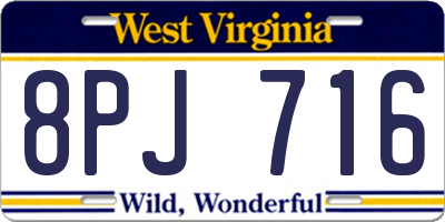 WV license plate 8PJ716