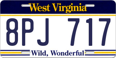 WV license plate 8PJ717