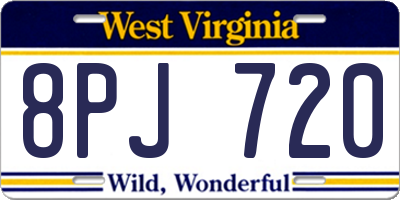 WV license plate 8PJ720