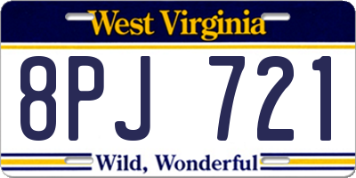 WV license plate 8PJ721