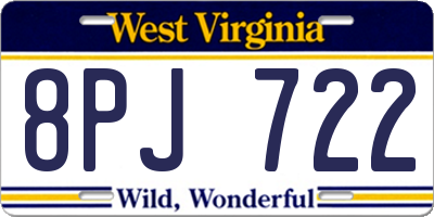 WV license plate 8PJ722