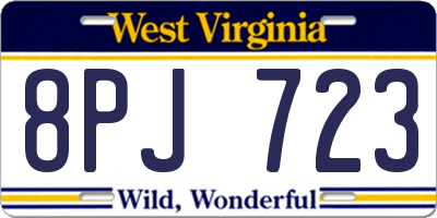 WV license plate 8PJ723