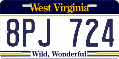 WV license plate 8PJ724