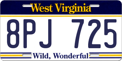 WV license plate 8PJ725