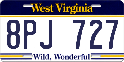 WV license plate 8PJ727