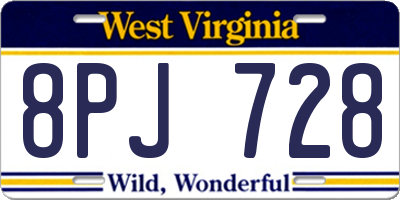 WV license plate 8PJ728
