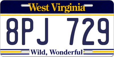 WV license plate 8PJ729