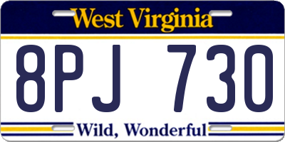 WV license plate 8PJ730