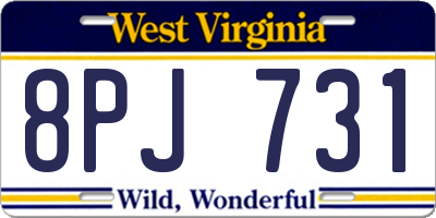 WV license plate 8PJ731