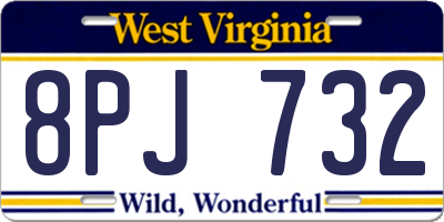 WV license plate 8PJ732