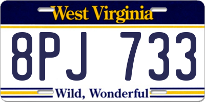 WV license plate 8PJ733