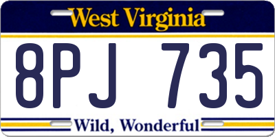 WV license plate 8PJ735