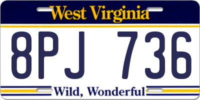 WV license plate 8PJ736