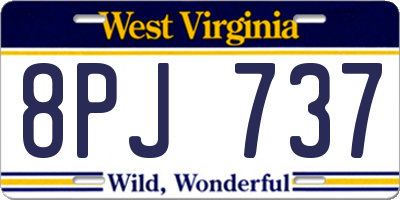 WV license plate 8PJ737