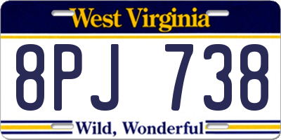 WV license plate 8PJ738