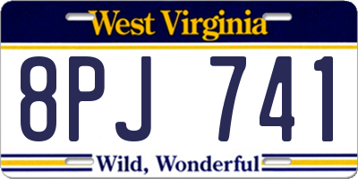 WV license plate 8PJ741