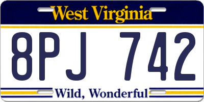 WV license plate 8PJ742