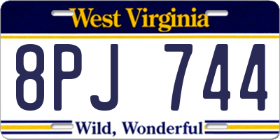 WV license plate 8PJ744