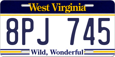 WV license plate 8PJ745