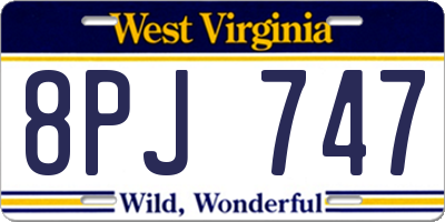WV license plate 8PJ747