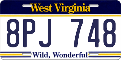 WV license plate 8PJ748