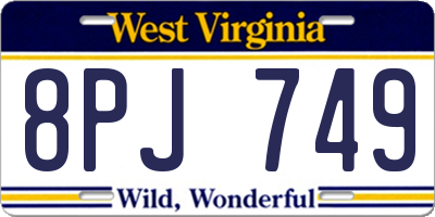 WV license plate 8PJ749