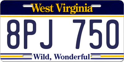 WV license plate 8PJ750