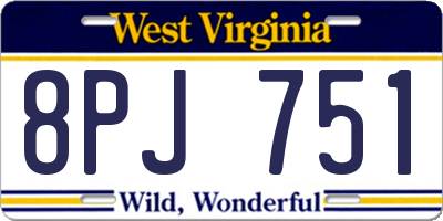 WV license plate 8PJ751