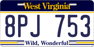 WV license plate 8PJ753