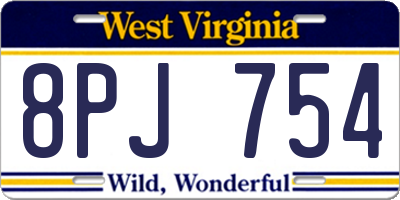 WV license plate 8PJ754