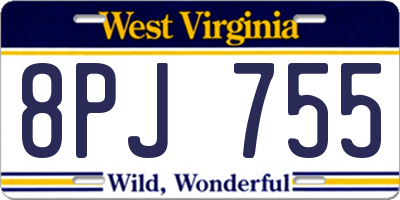 WV license plate 8PJ755