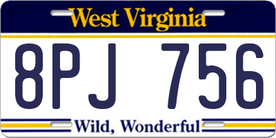 WV license plate 8PJ756