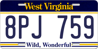 WV license plate 8PJ759