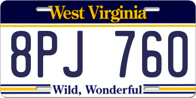WV license plate 8PJ760