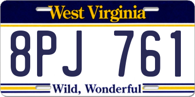 WV license plate 8PJ761